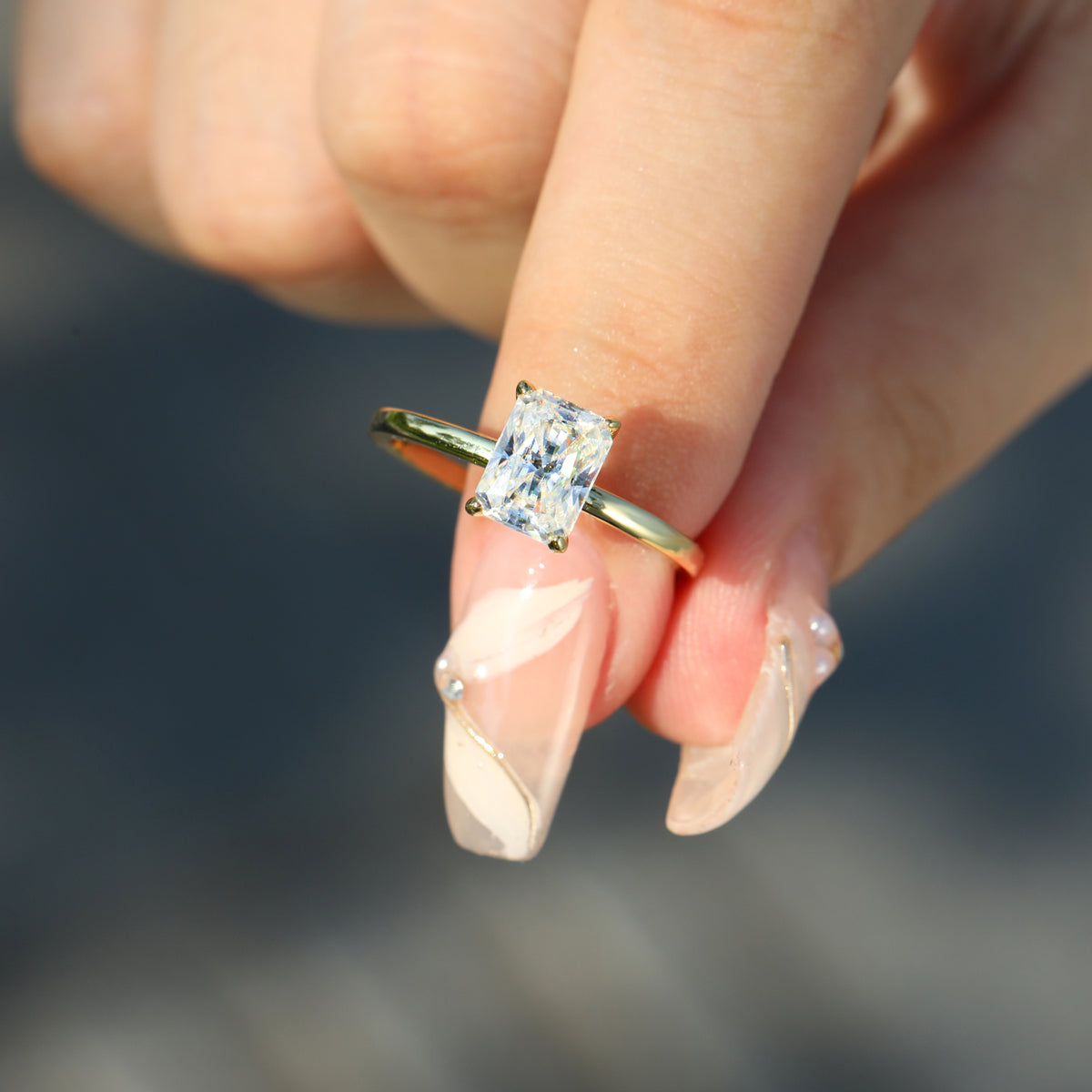 Radiant Cut Moissanite Solitaire Ring | 1CT 2CT 3CT